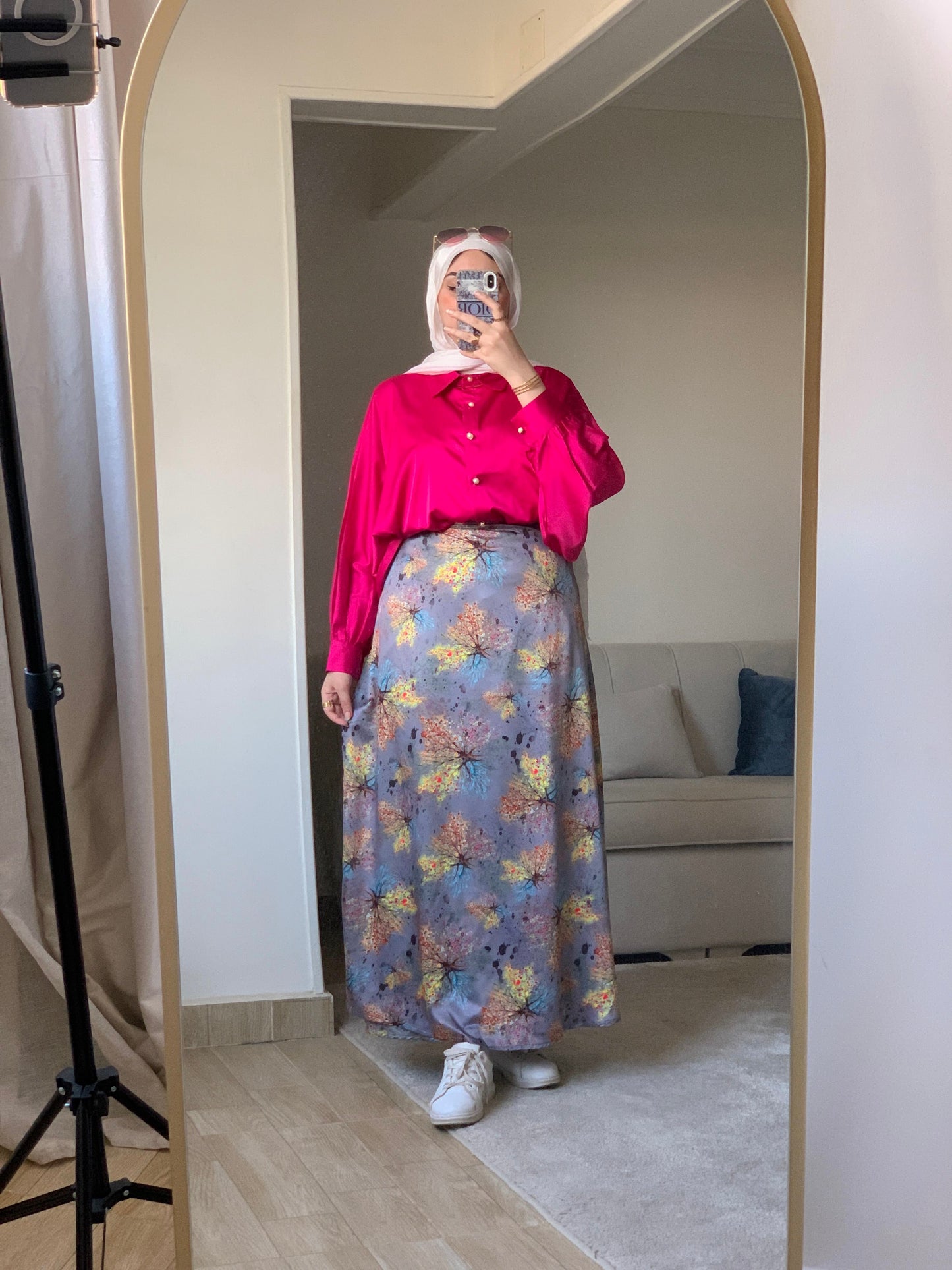 Warp satin skirt