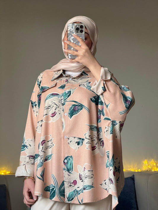 Over-size printed chmise