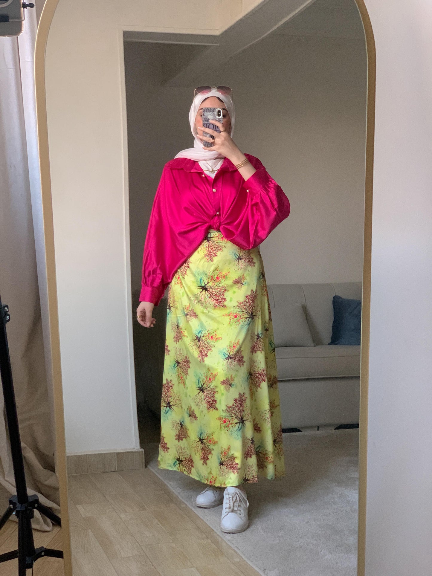 Warp satin skirt
