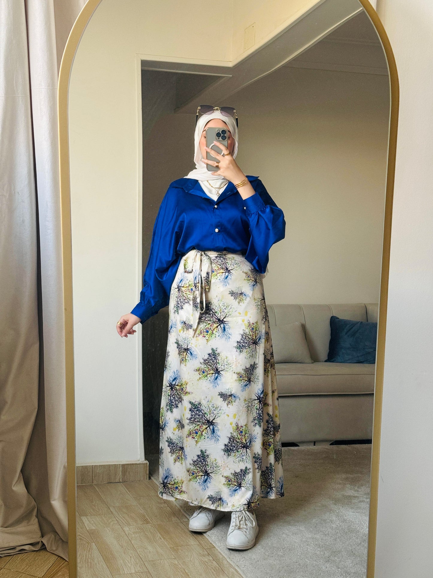 Warp satin skirt